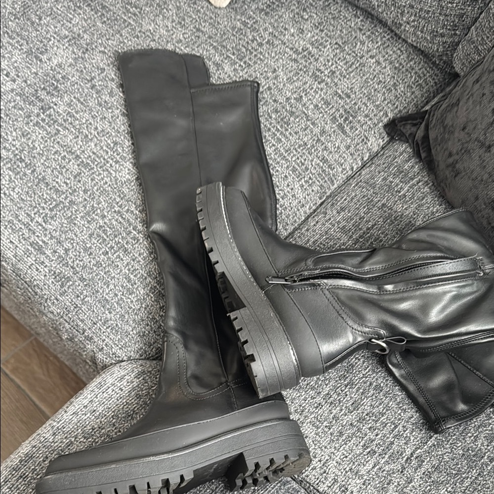 Sam Edelman Lerue Over-The-Knee Boots, Black Faux Leather, Women's 6.5